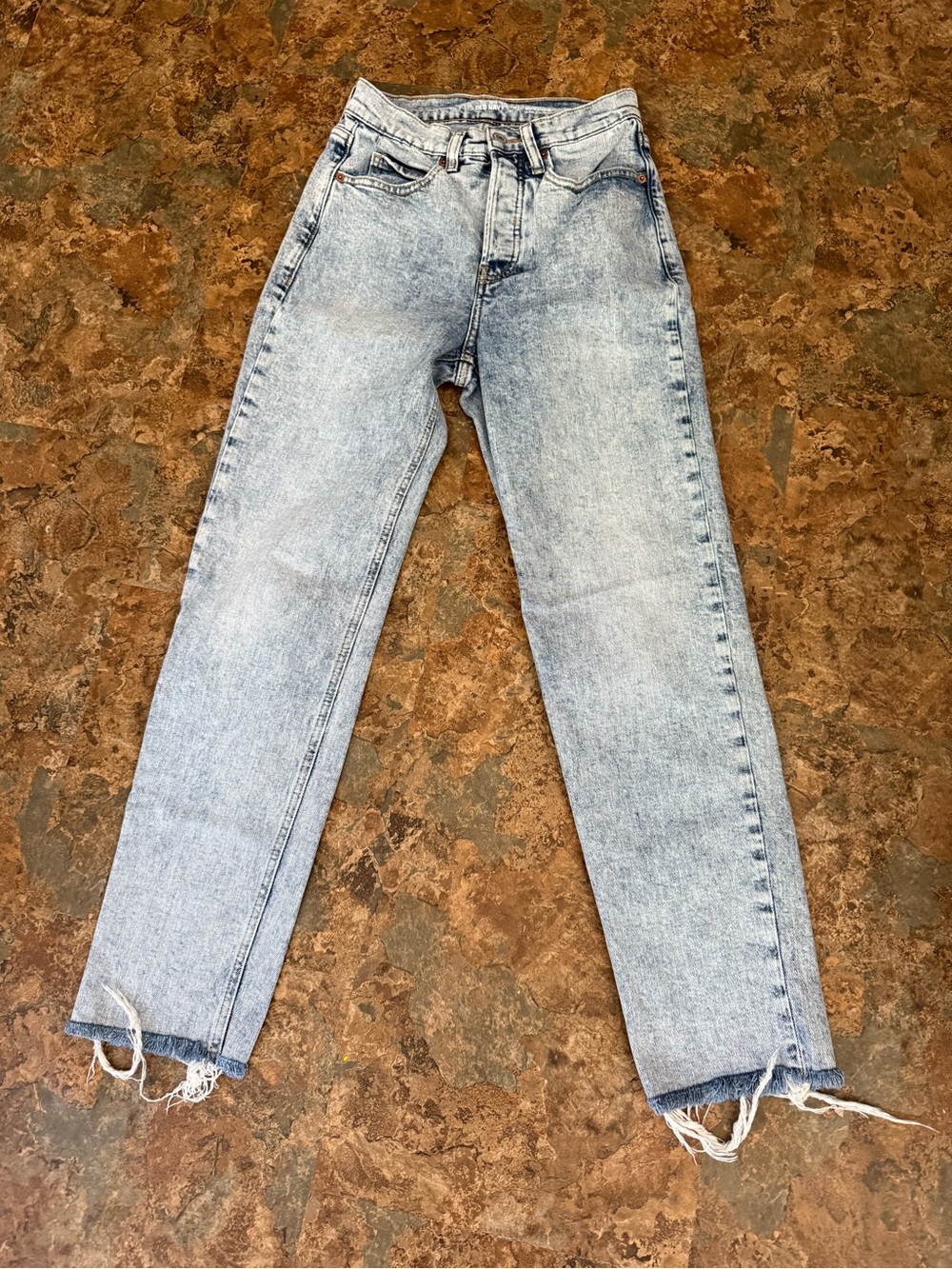 Old Navy Denim Jeans Light Blue Women's Size 0 Button Fly Frayed Hem